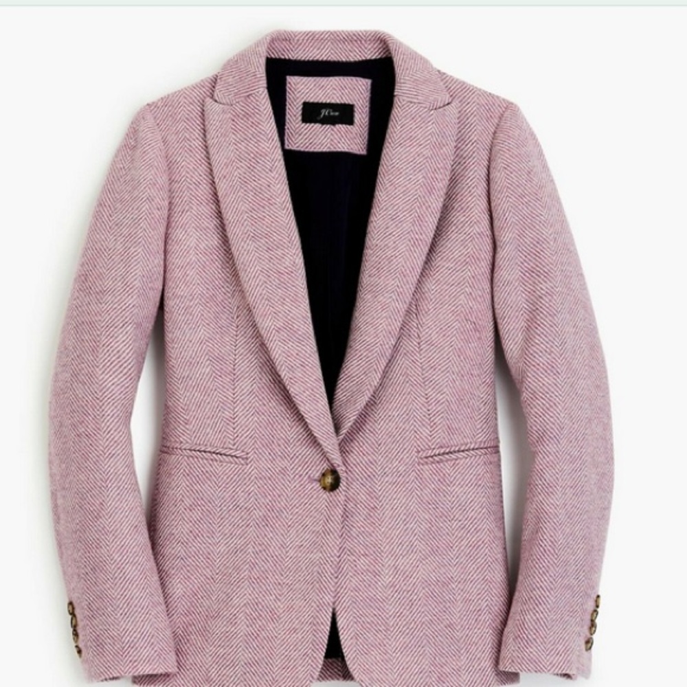 J. Crew Parke Blazer Herringbone - Ivory/Mauve - 100% Wool